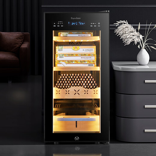 Bacchus smart cigar cabinet WiFi control + ammonia removal, multi-functional independent humidity control, constant temperature and humidity, naked and alcohol-free Spanish cedar wood inverter compressor, air-cooled humidifying cabinet, 7th generation inverter model + light strip + purified ammonia + WIFI (350 pieces) 65L