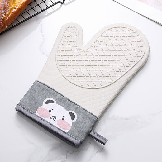 Xiaoqi heat-proof gloves for microwave ovens, high-temperature anti-scalding gloves for kitchen baking, thickened heat-proof gloves, baking anti-scalding gloves, 2 fingers, 1 green