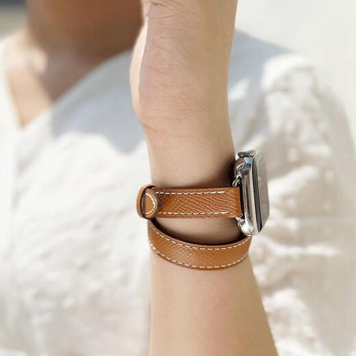 DE TRINE is suitable for iwatch9/S8seUItra double ring genuine leather applewatch654 Apple watch strap high double ring white thin style light luxury leather high-end version 49MM suitable for iwatchUItra order and shell delivery film