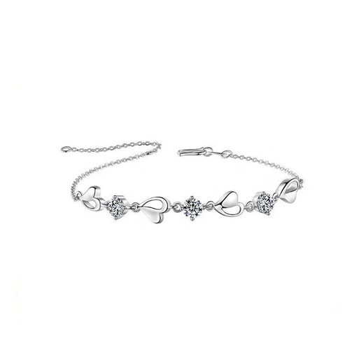 RHM Eternal Heart Platinum Bracelet for Women Moissanite Diamond PT950 Platinum Bracelet Birthday and Valentine's Day Gift for Girlfriend Eternal Heart Platinum Bracelet + Certificate + Gift Box