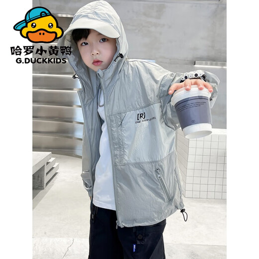 G.duck children's clothing boys summer sun protection clothing jacket 2024 new medium and large children summer boys thin breathable sun protection clothing gray 150 cm