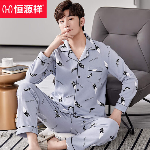 Hengyuanxiang pijamas para hombres mangas largas de algodón de primavera y otoño 2025 nuevo casual más grasa talla grande para ropa al aire libre