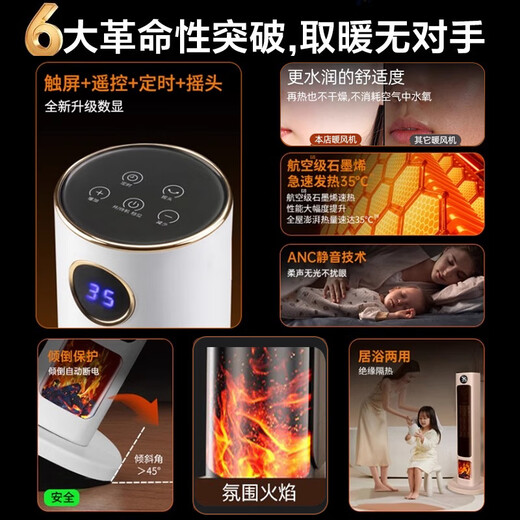 Xiaomi Guoba's new graphene household energy-saving heater winter electric heater for bedroom large area export to domestic sales flagship shaking head 200 whole house heating variable