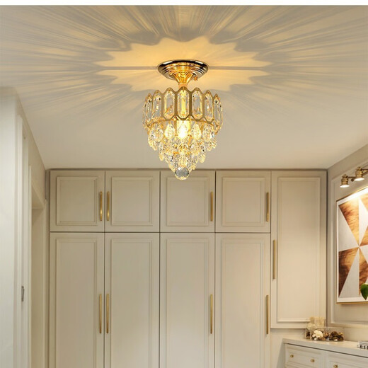 Clcey Zhongshan Lamp Collection 2025 Nouveau couloir d'éclairage d'allumage Entrée Lumière European Crystal Chandelier Balcony Chambre 9928 Gold Tree Color Light Source