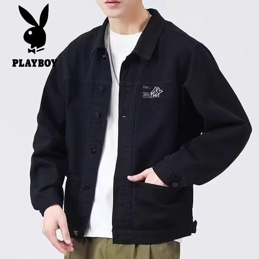 Jacket Playboy Spring et automne 2025 Nouvelle chemise Automne Veste de travail masculine de la veste de début d'automne [Version mise à jour] K12806 Black XL [suggéré 128-140jin [Jin est égal à 0,5 kg]]]