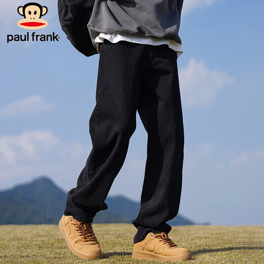 大嘴猴（paul frank）牛仔裤男士秋冬季直筒裤子男美式复古宽松休闲裤男裤长裤 黑色 XL