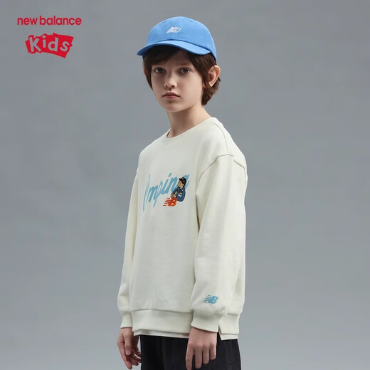 
newbalance nb children's clothing 25 years spring new products for men, women and children versatile casual long-sleeved round neck pullover sweatshirt 7ZF12043 7ZF12043-BK black 150 cm