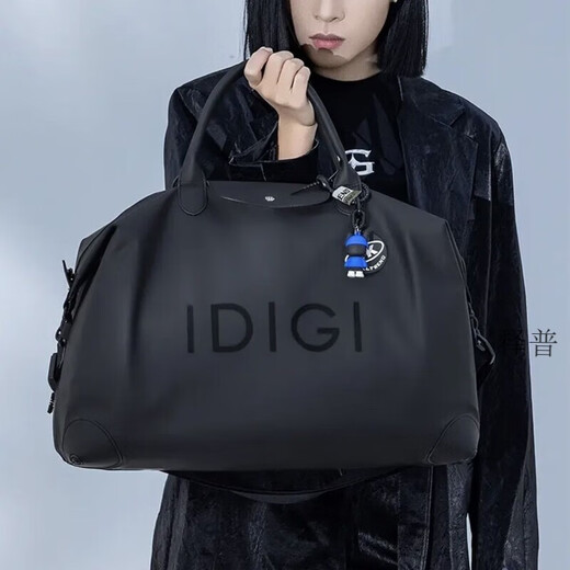 筏芯IDIGI男士秋冬新款多功能简约旅行包健身包轻便斜跨包商务 黑色大号