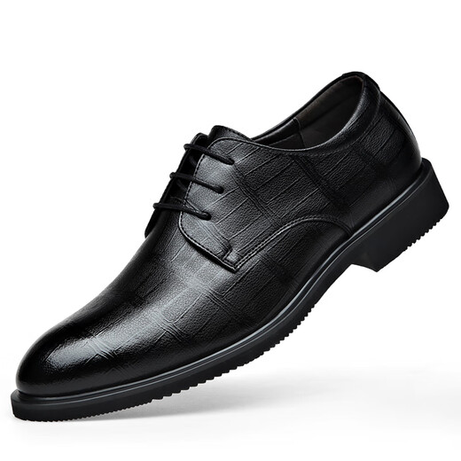 
YRC Yierkang Business formal suit leather shoes heightened groomsmen wedding groom shoes men casual soft sole work men's shoes 6227 standard black 37 standard leather shoes size