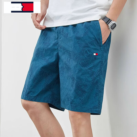 TOME BORNEK汤米轻奢高端男士夏季纯棉五分短裤休闲百搭宽松沙滩裤子男款潮流 9215上青 3XL :(建议170-185斤)