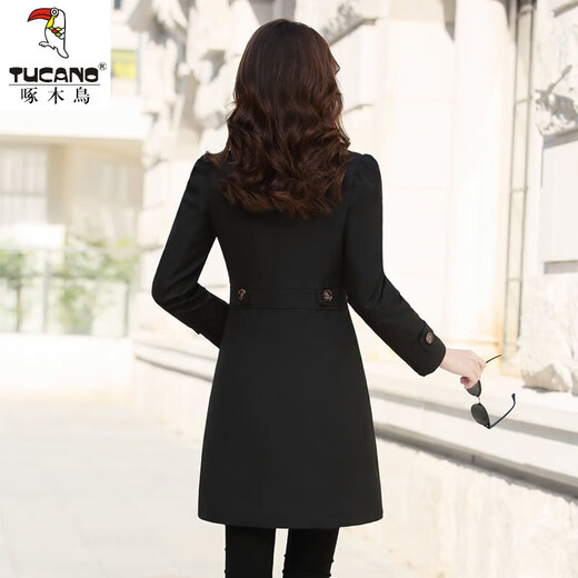 Woodpecker high-end windbreaker jacket for women 2024 spring and autumn new fashion Korean style mid-length slim slim temperament versatile top Khaki M 90Jin Jin is equal to within 0.5 kg