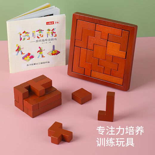 佩觉伤脑筋拼图积木儿童立体空间思维训练木制玩具亲子3-6岁以上 2677伤脑筋十三块(复古)说明/本(