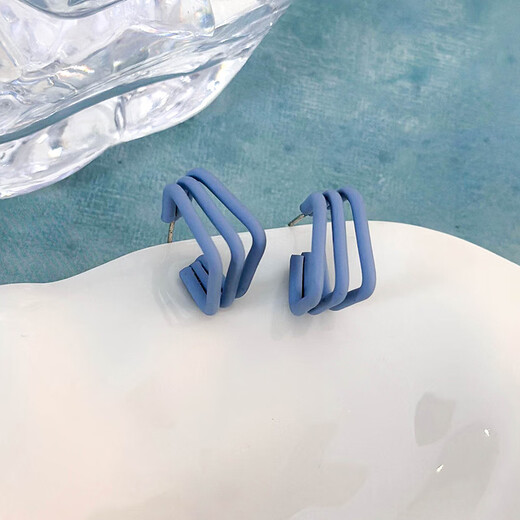 
Buckle Blue Earrings Literary Fresh Haze Blue Flowers Geometric Versatile Earrings Earrings Sweet Jewelry Women 2# 14082C