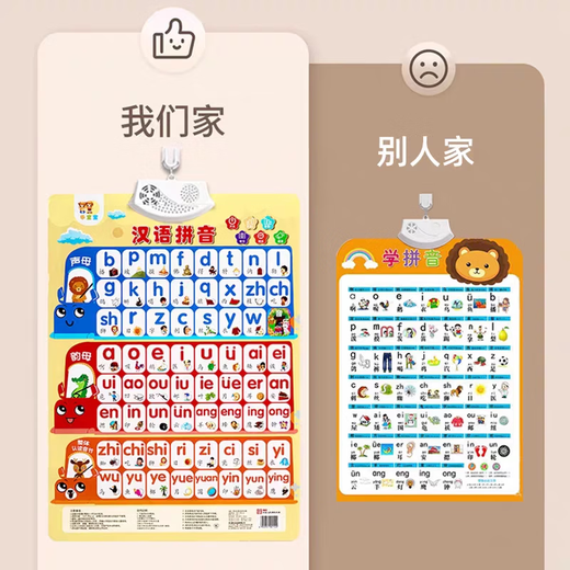 元气灵力婴幼儿童识字学习启蒙玩具宝宝有声早教挂图点读发声书拼音字母表 【老师-幼小衔接】拼音+汉字+字