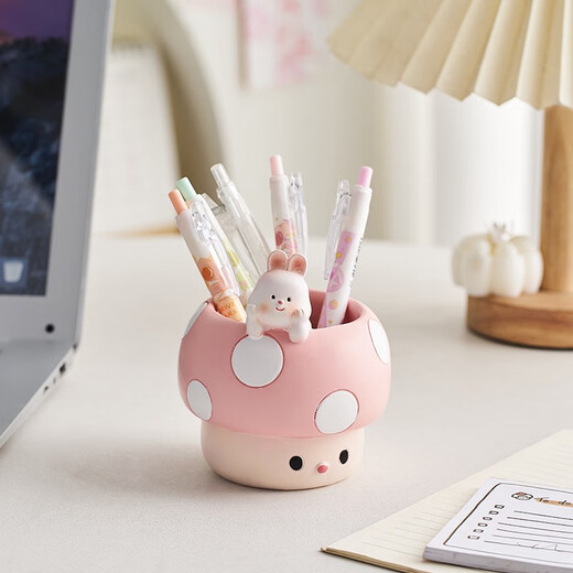Creative and cute and interesting resin pen holder storage box student desktop small children boy and girl cartoon decoration ornaments resin fun mushroom pen holder-Panda