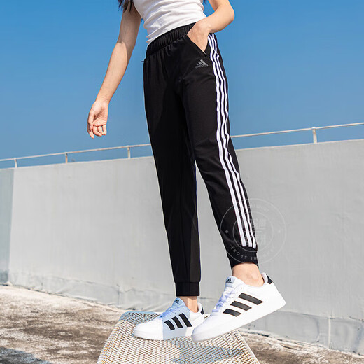 Adidas Women's Sports Set 25 Spring Morning Exercise Night Run Fitness Training Woven Hooded Jacket Jacket Tie Foot Trousers IS8036+DY8696 M