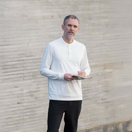 CARE OF LORD Artist Series Spring and Autumn Men's Henley Collar Long Sleeve T-Shirt Casual Bottoming Shirt 268601 Black L