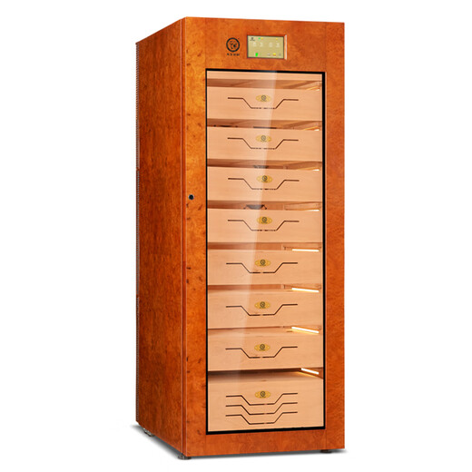 Bulldog cigar cabinet, constant temperature and humidity, moisturizing, eggplant cultivation, humidity control, ammonia removal, red wine compressor, WiFi solid wood shell, cedar wood, German fingerprint password lock, high-end god dog VC528PLUS, solid wood VC528 with fingerprint password lock, WiFi remote +1.79 meters
