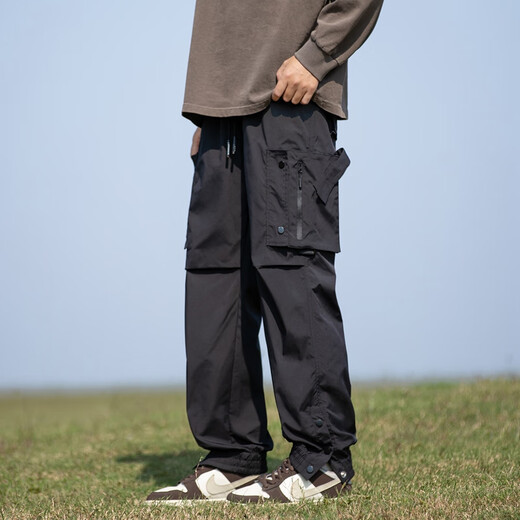 Wassup Sohot work pants men's spring trousers loose trendy casual pants outdoor trousers men's black XL