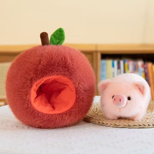 FAN DA SEN Apple Pig Hedgehog Plush Toy Doll Cute Children Super Cute Rag Doll Birthday Gift for Girls Apple Piggy Piggy Can Be Separated from Apple 27cm+ Gift Bag First Choice for Gifting