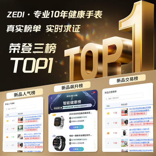 ZEDI高端精准测血压手表智能血糖监测手表老人心率血氧健康动态无创免扎针一体机记录手环仪器节日礼物 【旗舰款银色】智能数据分析+实时健康监测 真无创监测一体机