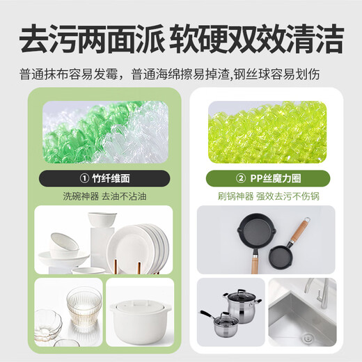 Yunlei Bamboo Fiber Sponge 5-piece kitchen rag, dishwashing scouring pad, double-sided powerful degreasing household artifact