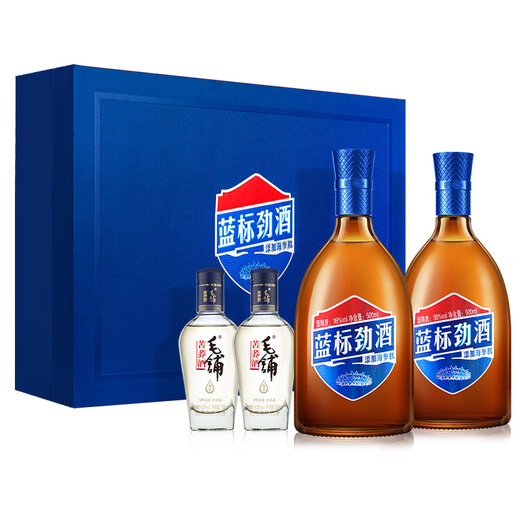 劲牌 蓝标劲酒 36度 500ml*2+尊享毛铺小酒100ml*2 精致礼盒 自饮送礼