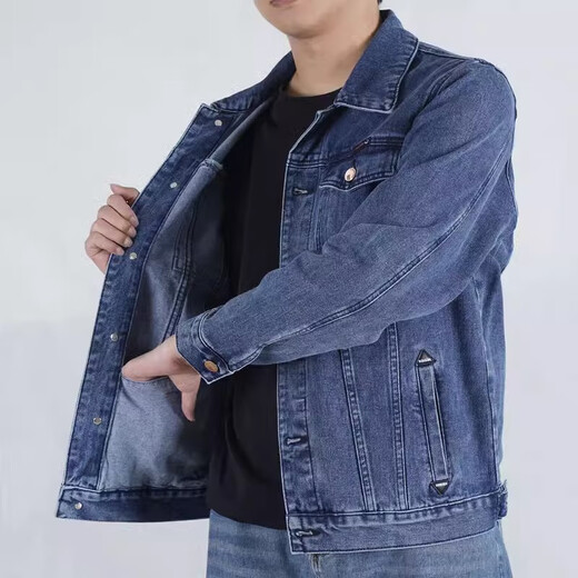 胖东来 DL【央妈推荐】干活穿的牛仔外套男劳保工作服工地建筑上班春秋夏季耐穿耐磨褂子 Y848黑色 XL 120-135斤