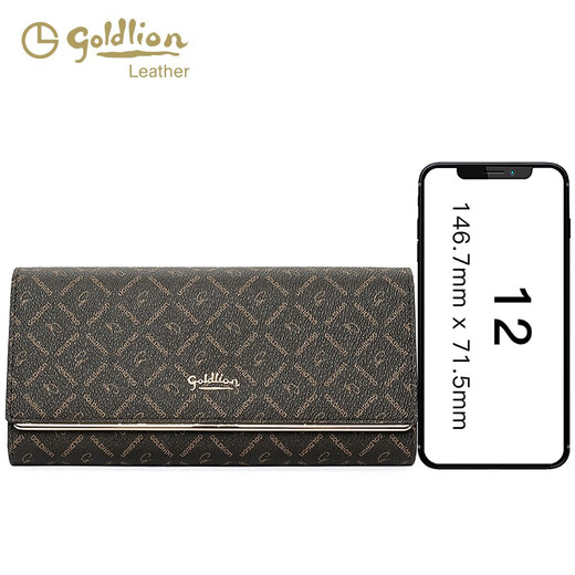 Billetera Goldlion 2025 NUEVA FAMINA RETRO Moda impresa Bolsa de bolsas Long Women's Trendy Clutch Dark Coffee/Accent Color Wear