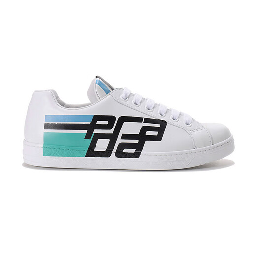 PRADA men's leather sneakers gift for men 4E3409 3KQL F0009 white multi-color 43 / brand original code 9