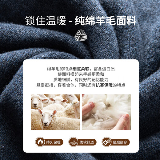 SHANSHAN Shanshan Pure Wool Sweater Men's Winter Sheep Wool Thickened Warm Men's Young and Middle-aged Sweater Blue XL (180) /180