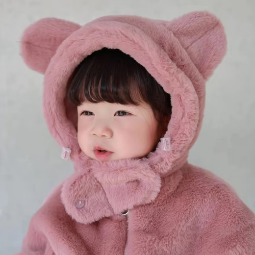 
Yuanyouling winter fur coat baby girl cute thickened jacket fashionable warm hooded mid-length fur coat milk Fufu little white bear * plus velvet thickened warm match 80 (recommended height 65CM-75CM)