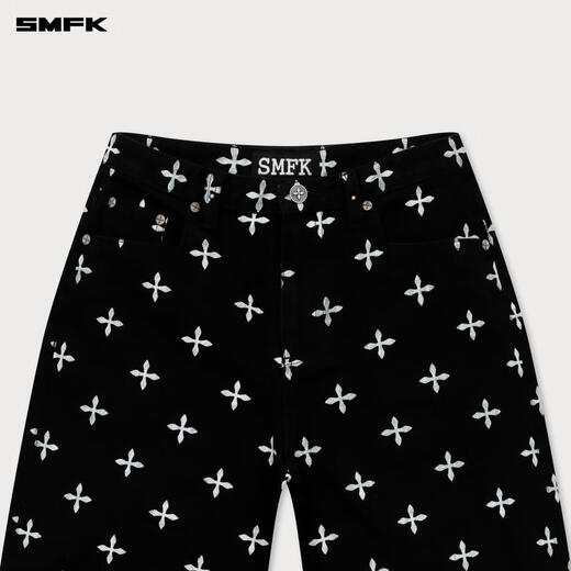 
SMFK cross classic wide-leg jeans retro loose casual and versatile Xu Jingyun same style PD005BJ/BG/LG/CW Black Garden S