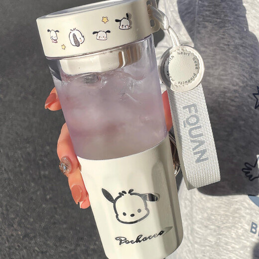 AISHUBEI beautiful water cup for boys and girls, separate tea and water cups, simple and cute handle, tumbler, two uses for one cup, simple tea and water separate cup, white 450ML, free puppy sticker, two uses for one cup