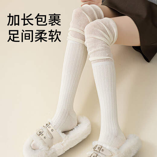 Mao Ren Dui Dui Knee Socks for Women Spring and Autumn High Anti-Slip Knee Socks for Girls JK Micro Pressure Slimming Boots Stockings Milky White - 1 Pair One Size Recommended 155-175cm 80-120 Jin Jin is equal to 0.5 kg
