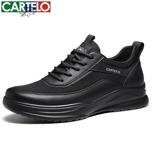 CARTELO men's shoes summer breathable business sports casual shoes leather shoes non-slip mesh shoes men 5315 black 42