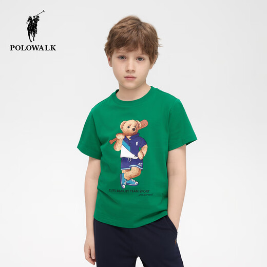 
POLOWALK Children's Clothing 2025 Summer New Product Boys Short Sleeve T-shirt Fresh and Evergrande Basic Style BWTW522F1381 White 130