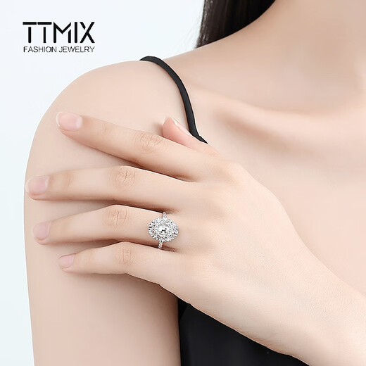 TTMIX pigeon egg ring pt950 platinum ring women's platinum ring light luxury live ring for girlfriend 3.9-4.1g