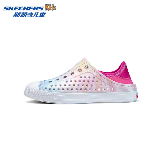 Skechers Skechers Children's Shoes Girls' Croc Shoes Beach Shoes Summer One-Piece Printed Breathable Children's Sandals 302114L Rainbow Light Pink/LTPK 32