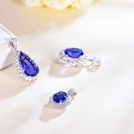 Millais natural colored sapphire blue ruby pendant red and green tourmaline necklace tanzanite women's 18K gold jewelry diamond spot 13.22ct tanzanite pendant with diamond 1.62ct (1)