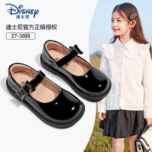 Disney Kinderschuhe Mädchen Student Lederschuhe Campus Performance Schwarz Lederschuhe Helles Leder Kinder DST1128 Schwarz 33 Größe