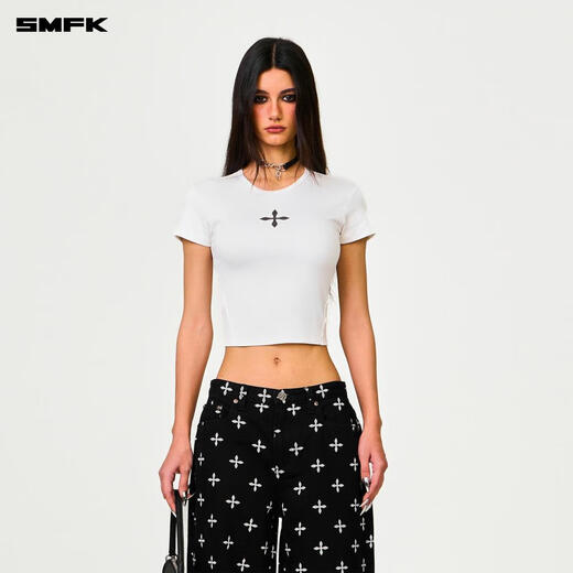 
SMFK cross classic wide-leg jeans retro loose casual and versatile Xu Jingyun same style PD005BJ/BG/LG/CW Black Garden S