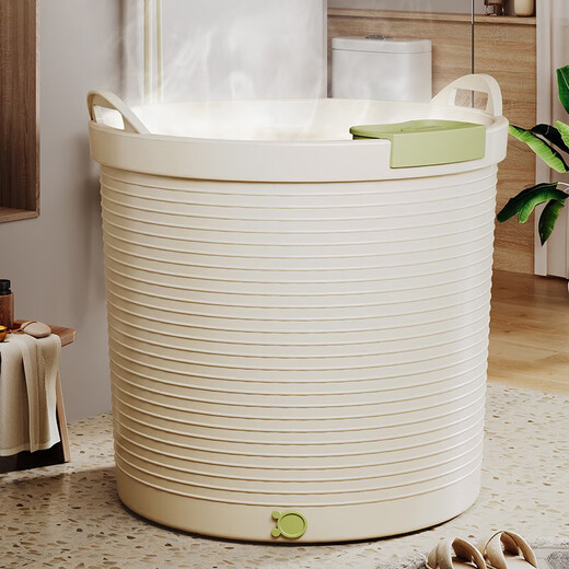 Temperature-sensitive children's bath bucket, large-size baby bath bucket, household baby swimming bucket, bidet, sky blue large-size [luxury]
