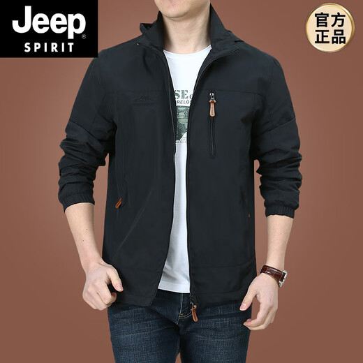 JEEP SPIRIT冲锋衣外套男春秋男款户外美式防风防水风衣男装男士秋装运动夹克 深蓝9898 款 加绒 2XL