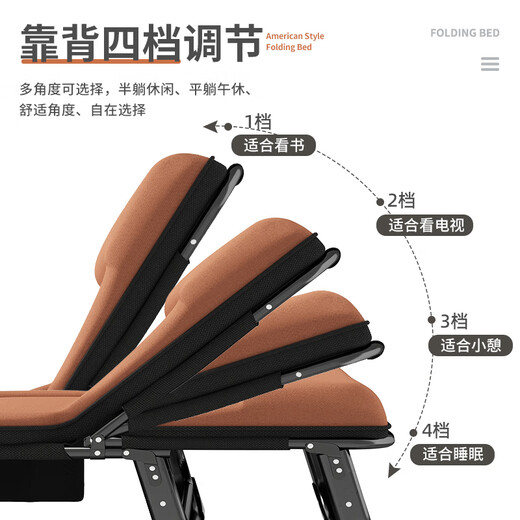 京悠雨折叠床单人床办公室午休躺椅家用多功能便携行军床午睡神器 6190*70棉麻床垫一体/自带头枕
