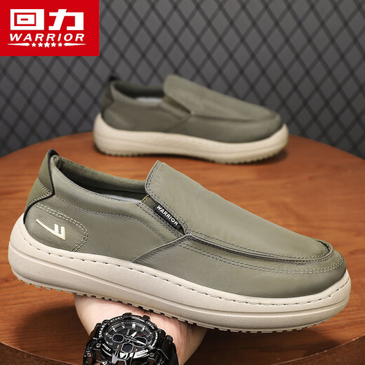 Chaussures masculines de Huili 2025 Nouvelles chaussures en toile respirante d'été pour les chaussures de pédale d'un pied pour hommes légers confortables chaussures de tissu décontractées et polyvalentes vert 42