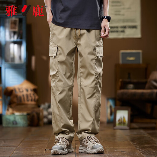Yalu pantalon de travail masculin mince fine marque de mode américaine pantalon masculin lâche pantalon décontracté à jambe droite glace pantalon à séchage rapide au cool a168 kaki xl