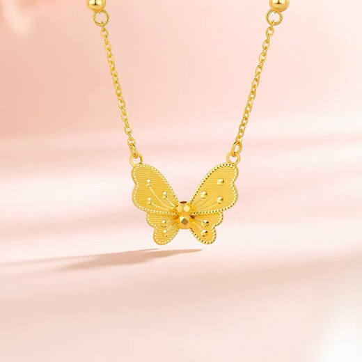 Kechu Shenzhen Shuibei butterfly necklace women's new gold-plated silver temperament creative pendant clavicle chain Valentine's Day girlfriend gift 0.05g
