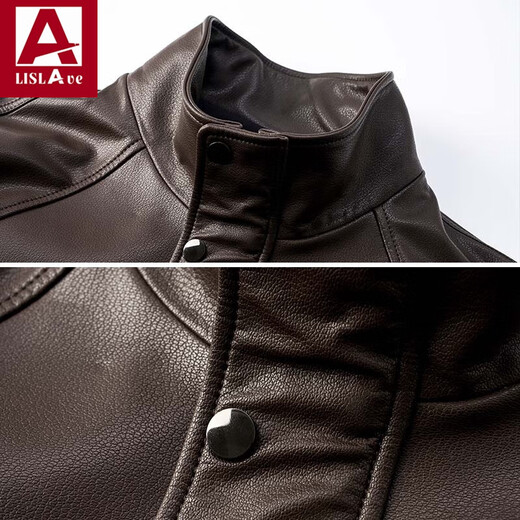 Veste en cuir véritable en cuir de chèvre Lislave hommes et femmes veste de même style 2025 Spring Nouvelle tendance Haine Motorcycle Veste Sandalwood Brown L (Recommandé 95-120 Jin [Jin est égal à 0,5 kg]))