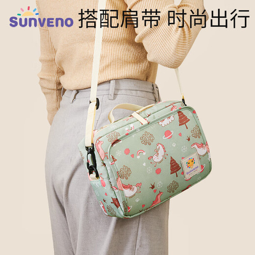 三美婴（SUNVENO）尿不湿收纳袋尿布包宝宝床边婴儿外出便携尿布袋收纳包 绿梦（小号）